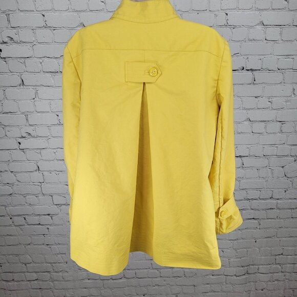 Talbots Yellow 100% Cotton Buttoned Pleated Back Pockets Lined Jacket Size 14 - Picture 2 of 16